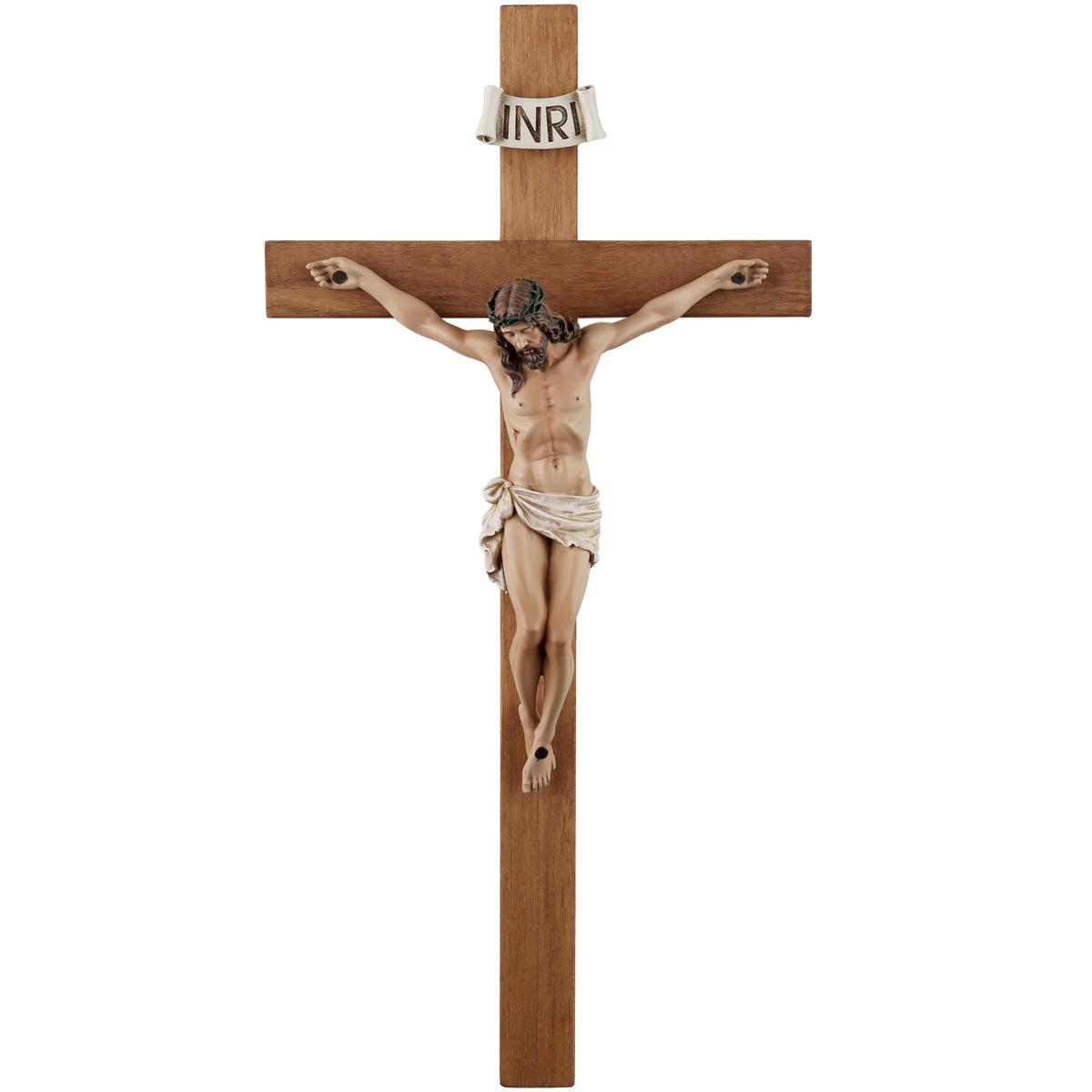 Grace4Joy olive wood cross front view showing natural grain and warmth as home decor