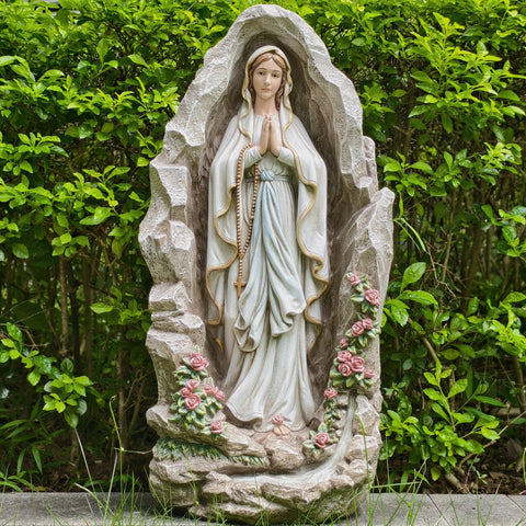 Grace4Joy Our Lady of Lourdes statue, 24-inch outdoor display for a serene garden focal point.