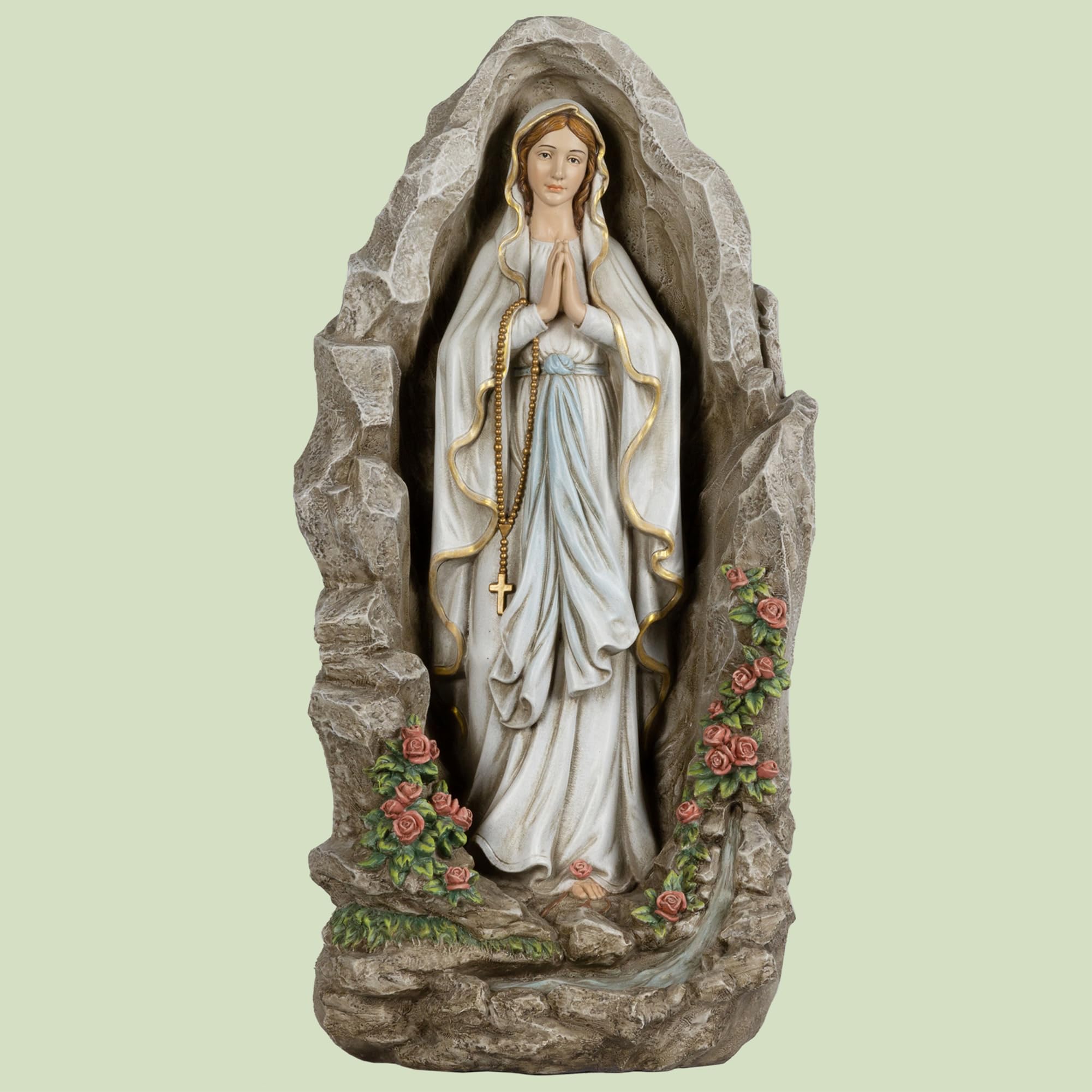 Grace4Joy hand-painted Virgin Mary statue reveals exquisite detail and graceful color finish.