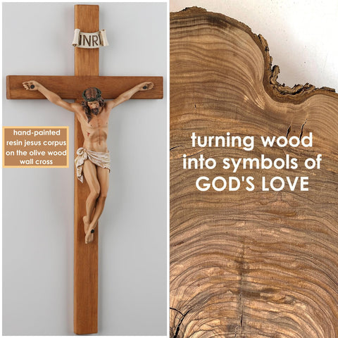 Grace4Joy Catholic wall cross used as room decor in a living space