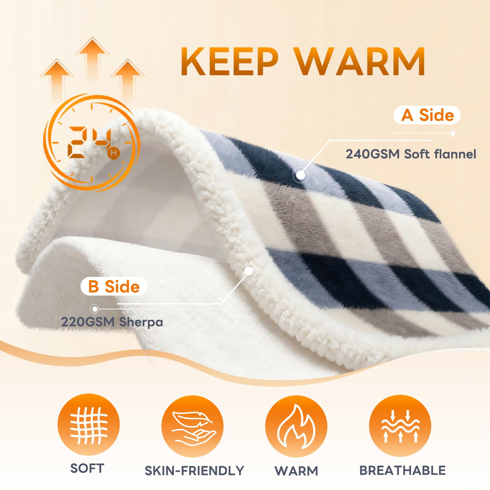 Gracelife sherpa throw plaid side detail adds style and warmth