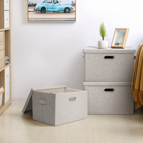 Three-pack Graciadeco boxes ideal for bedroom and office organization.