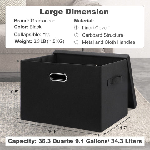 Graciadeco collapsible bin flat fold design saves closet space when not in use.