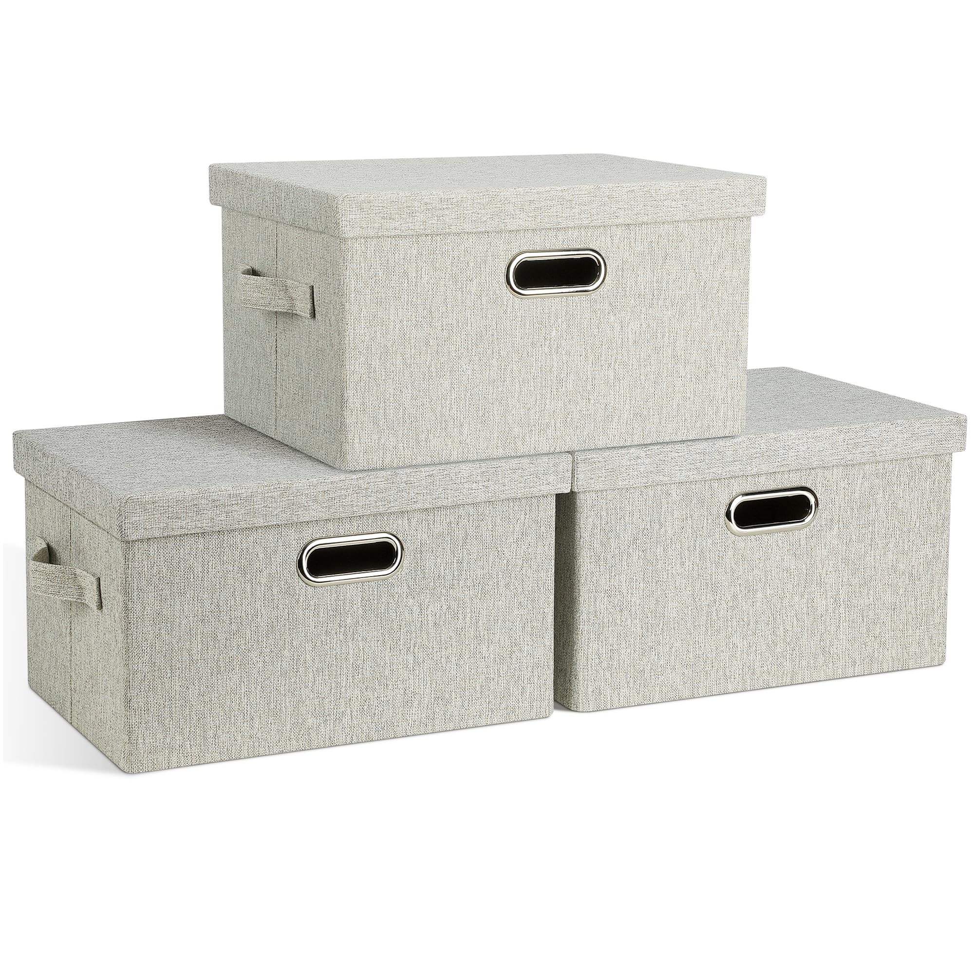 Graciadeco beige storage bin with lids, 15x11x8, sturdy and organized.
