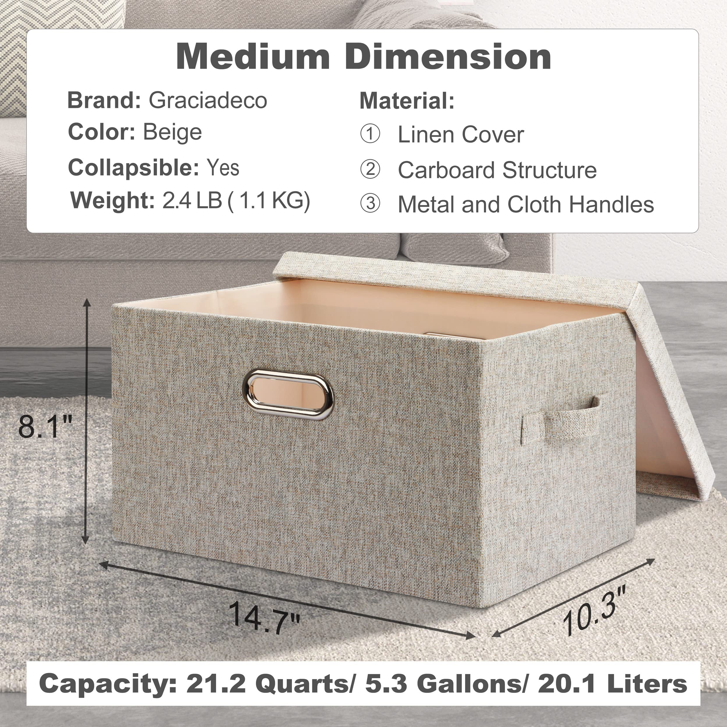 Graciadeco stackable bin side view promotes efficient closet organization.