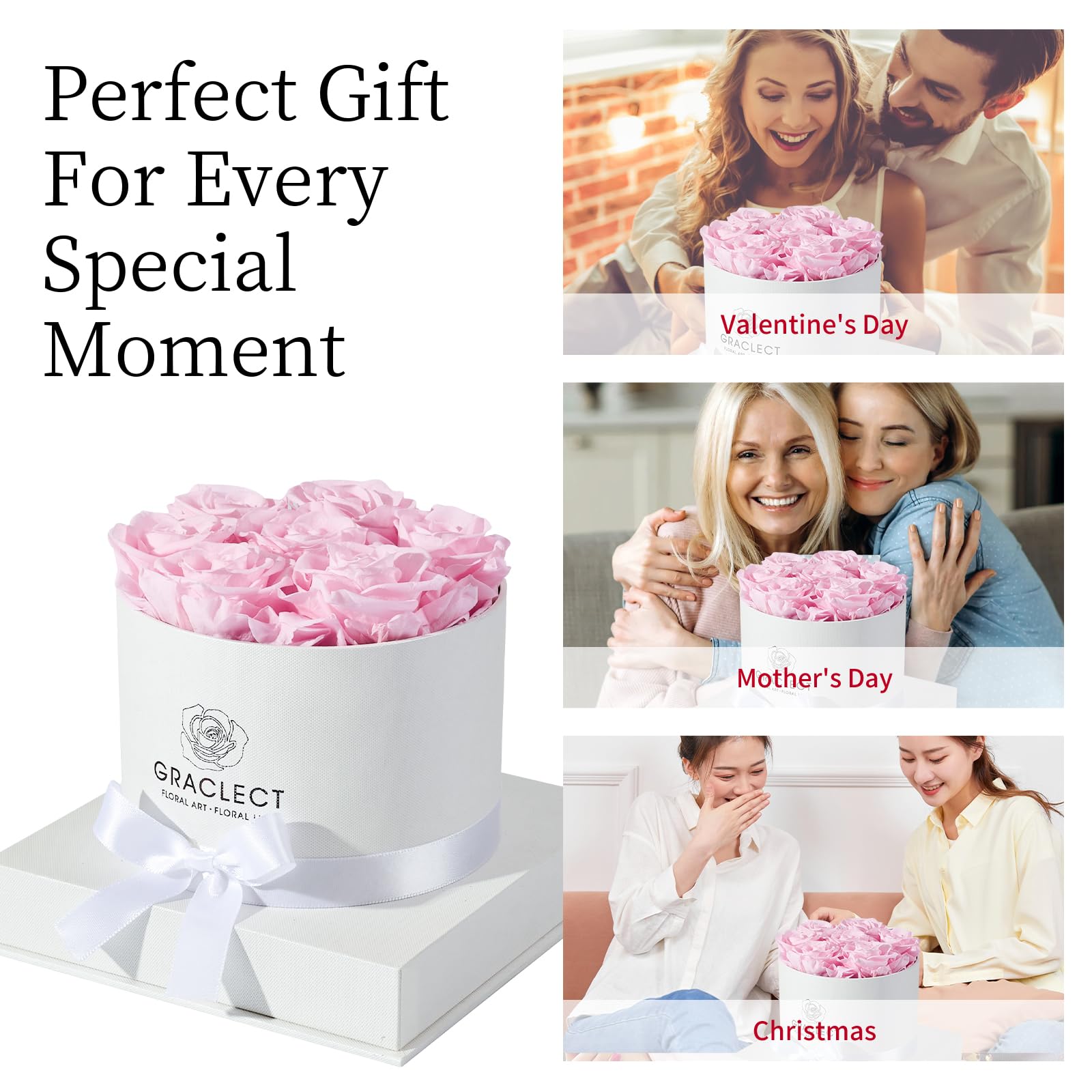 Graclect hands holding rose box, a thoughtful gift idea for mom or partner.