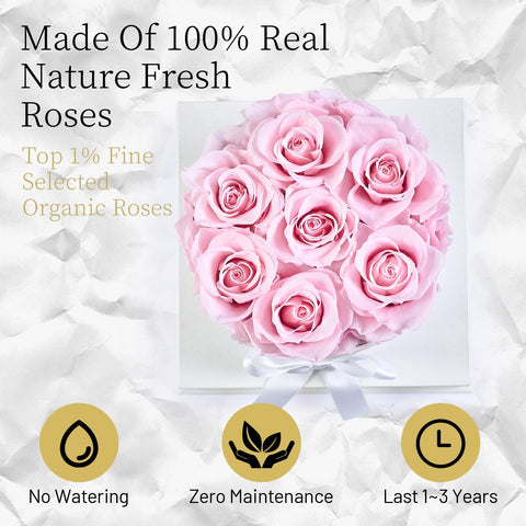 Graclect pink preserved rose closeup, highlighting vibrant color and natural petals.