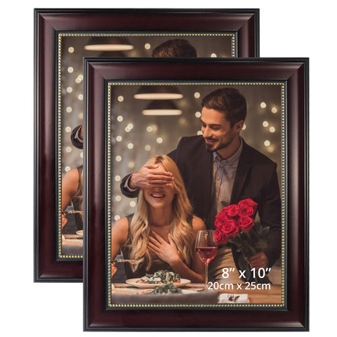 GraduatePro 8x10 tabletop frame in mahogany with gold beads for desk display