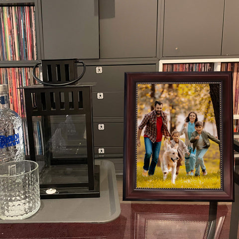 GraduatePro 8x10 wall-mount frame in mahogany with gold beads for wall display