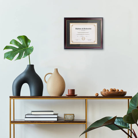 GraduatePro mat option highlights black-over-gold contrast for formal displays.