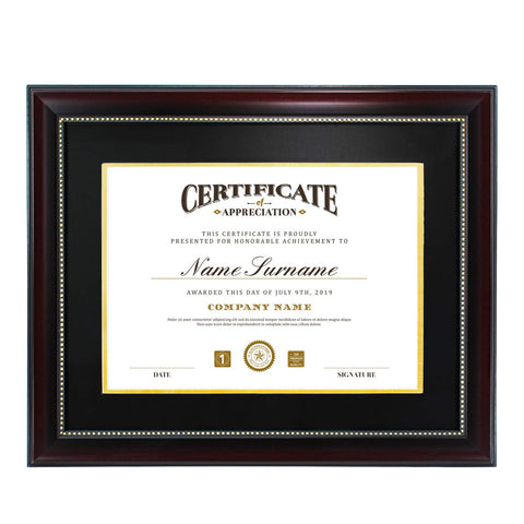 GraduatePro mahogany frame with gold beads adds classic elegance.