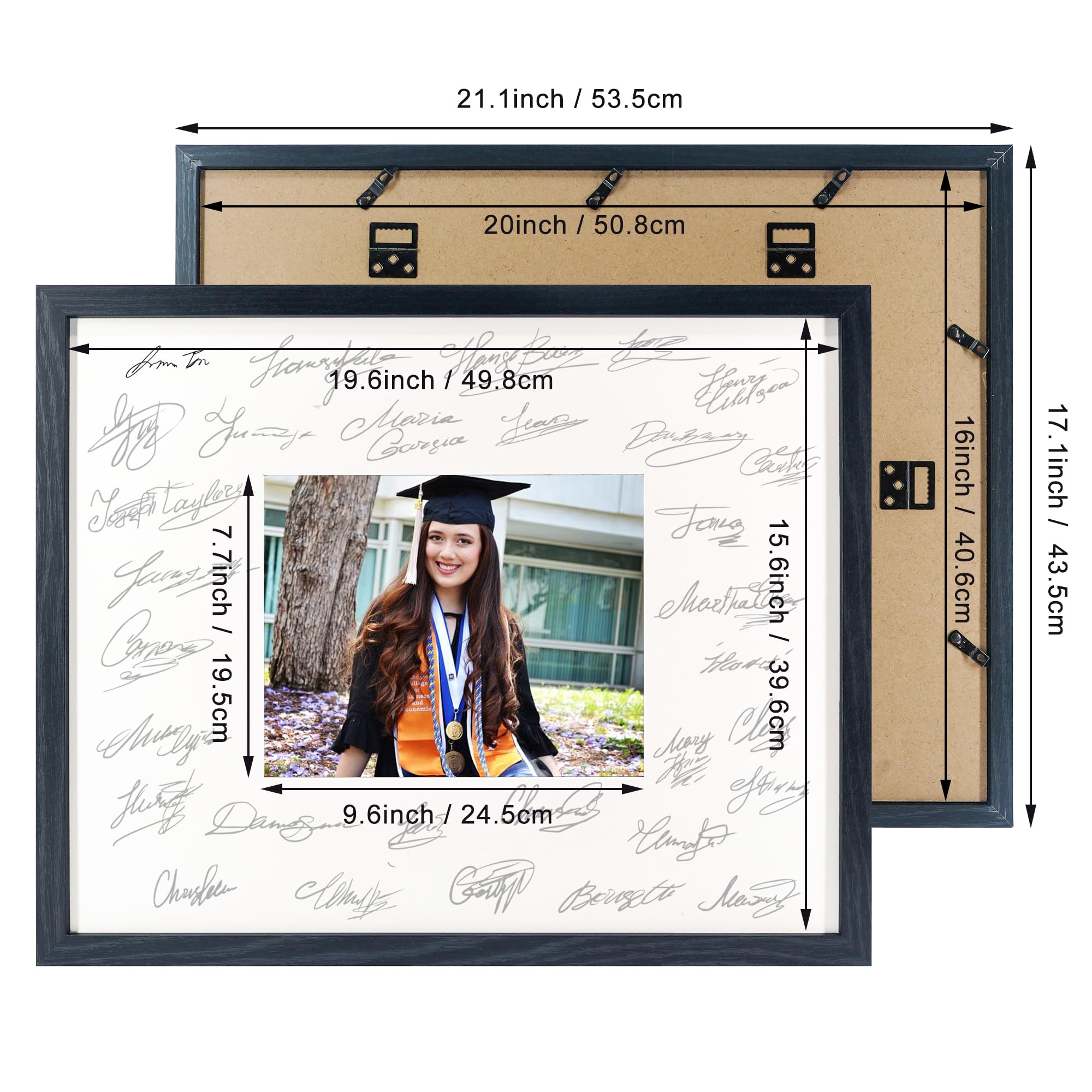 GraduatePro plexiglass front provides crystal-clear viewing and protects photos.