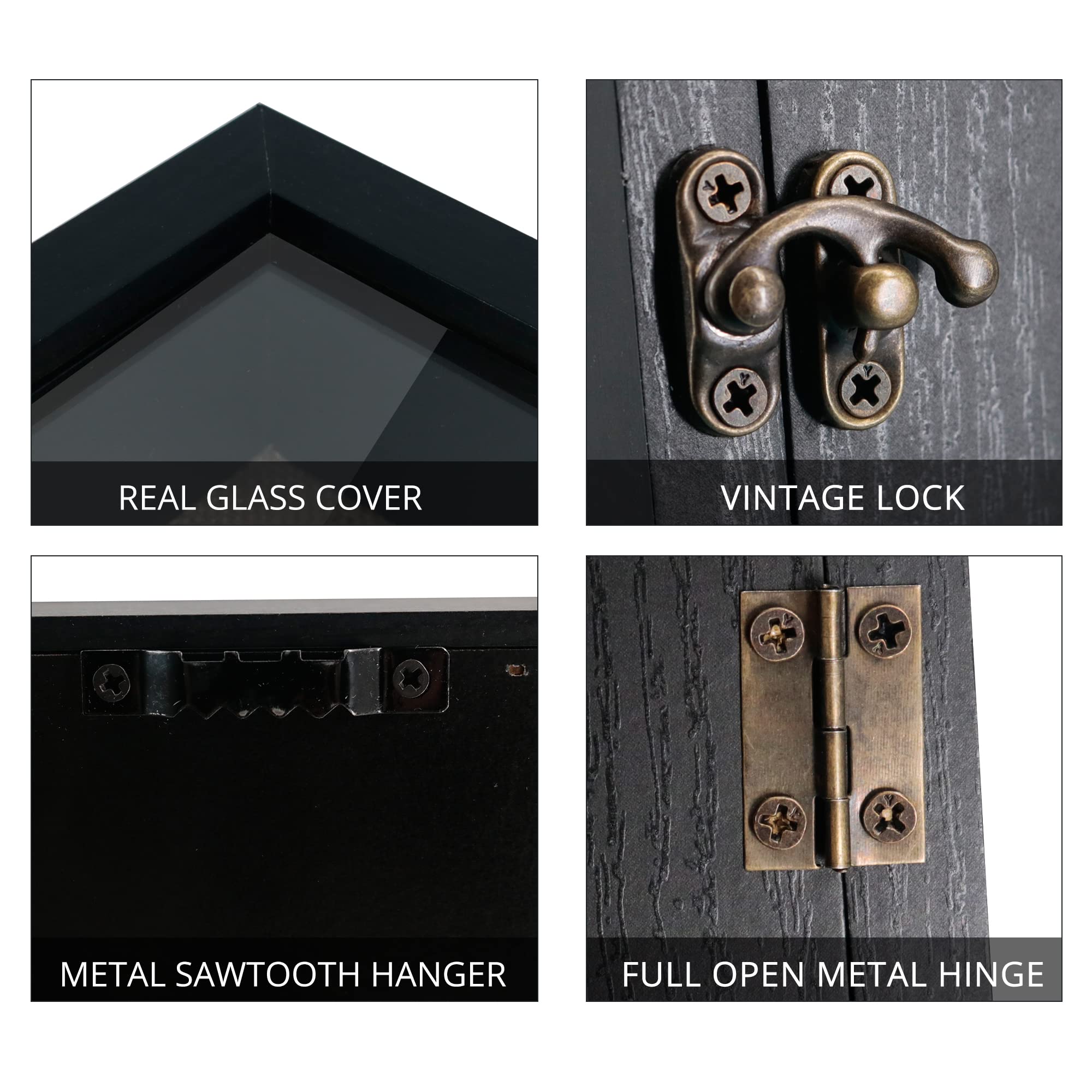 GraduatePro shadow box includes wall hooks for easy mounting and display.