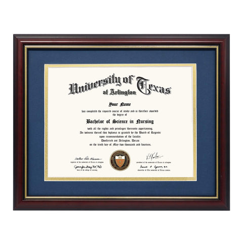GraduationMall 8.5x11 frame with navy over gold mat for certificates