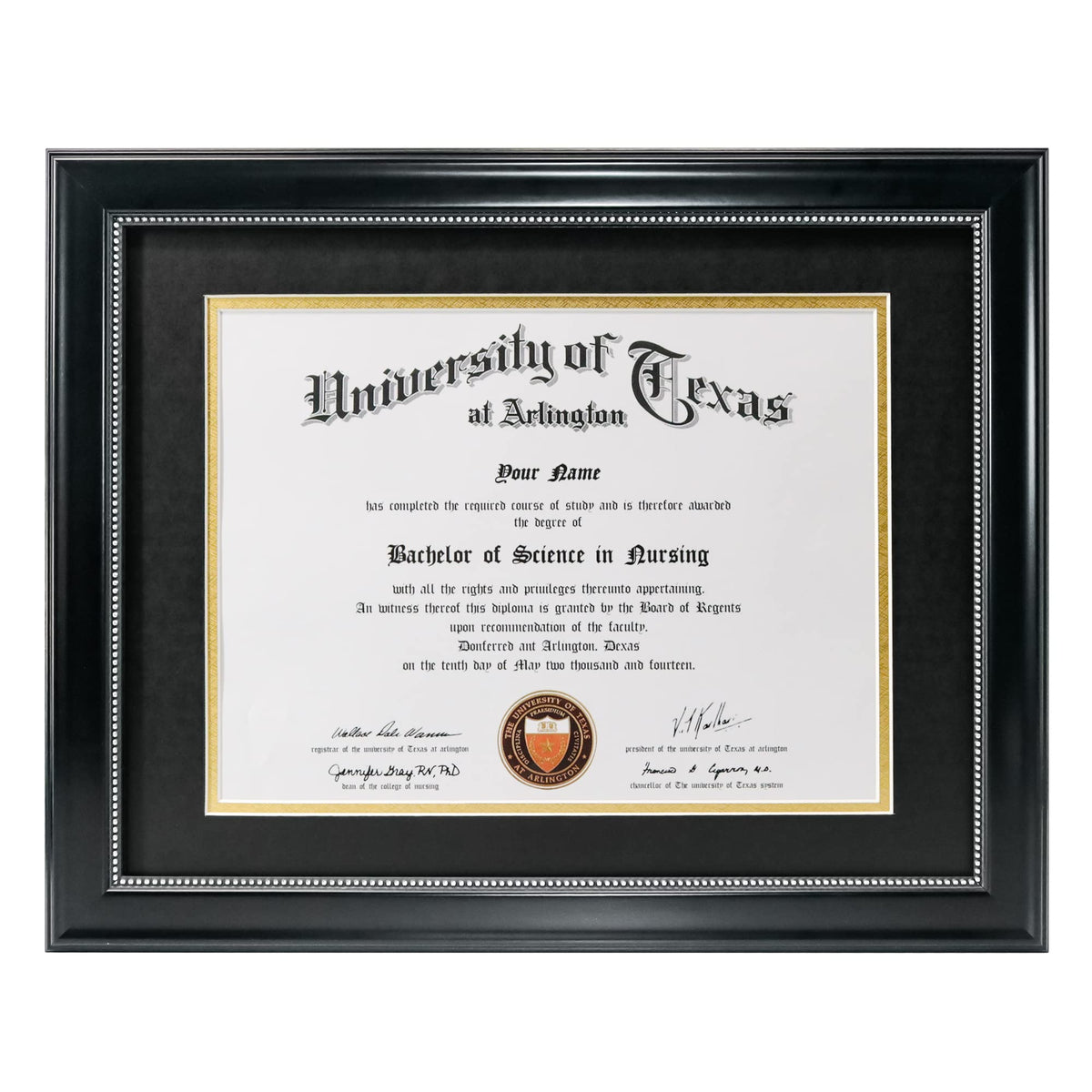 GraduationMall 8.5x11 frame with black over gold mat protects certificates