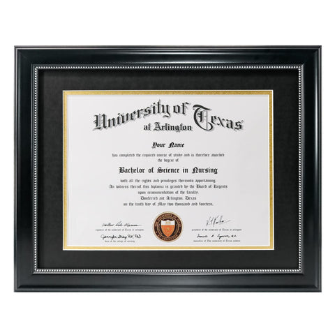 GraduationMall 8.5x11 frame with black over gold mat protects certificates