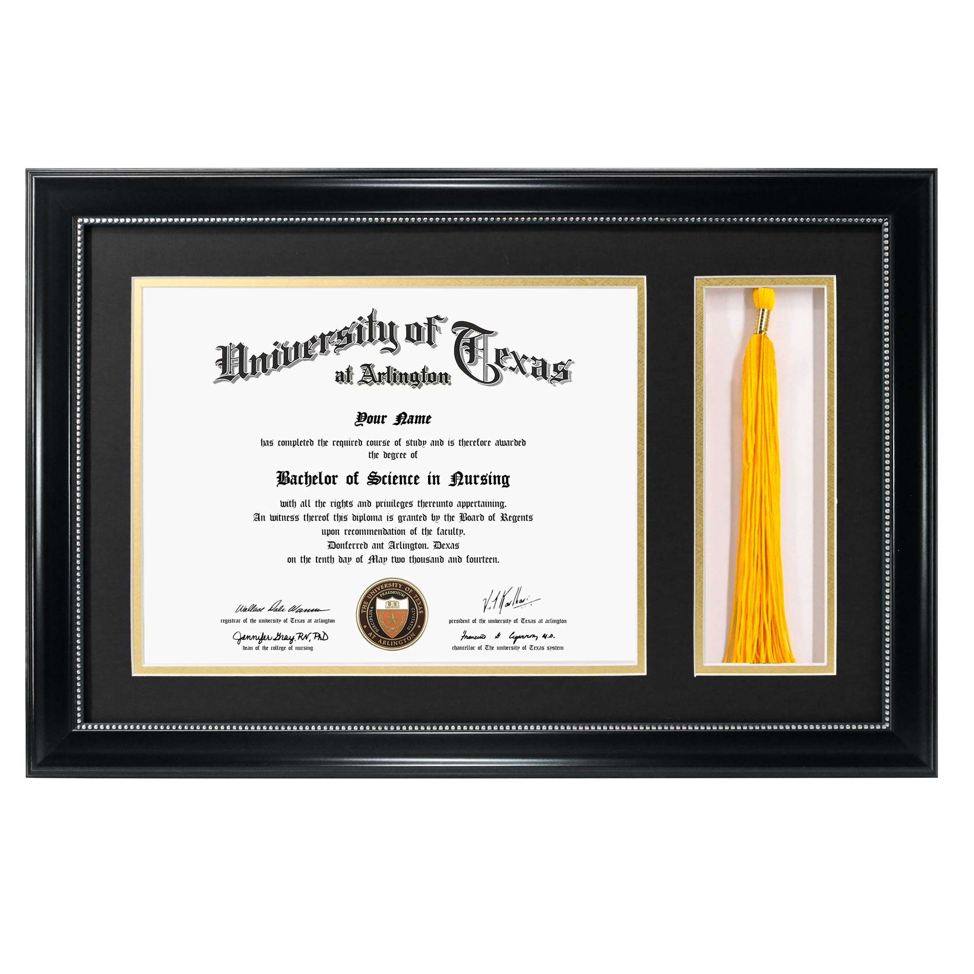 GraduationMall black diploma frame with glass front for a polished display