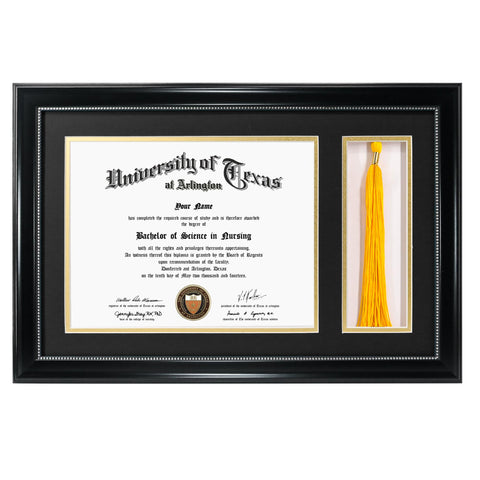 GraduationMall black diploma frame with glass front for a polished display
