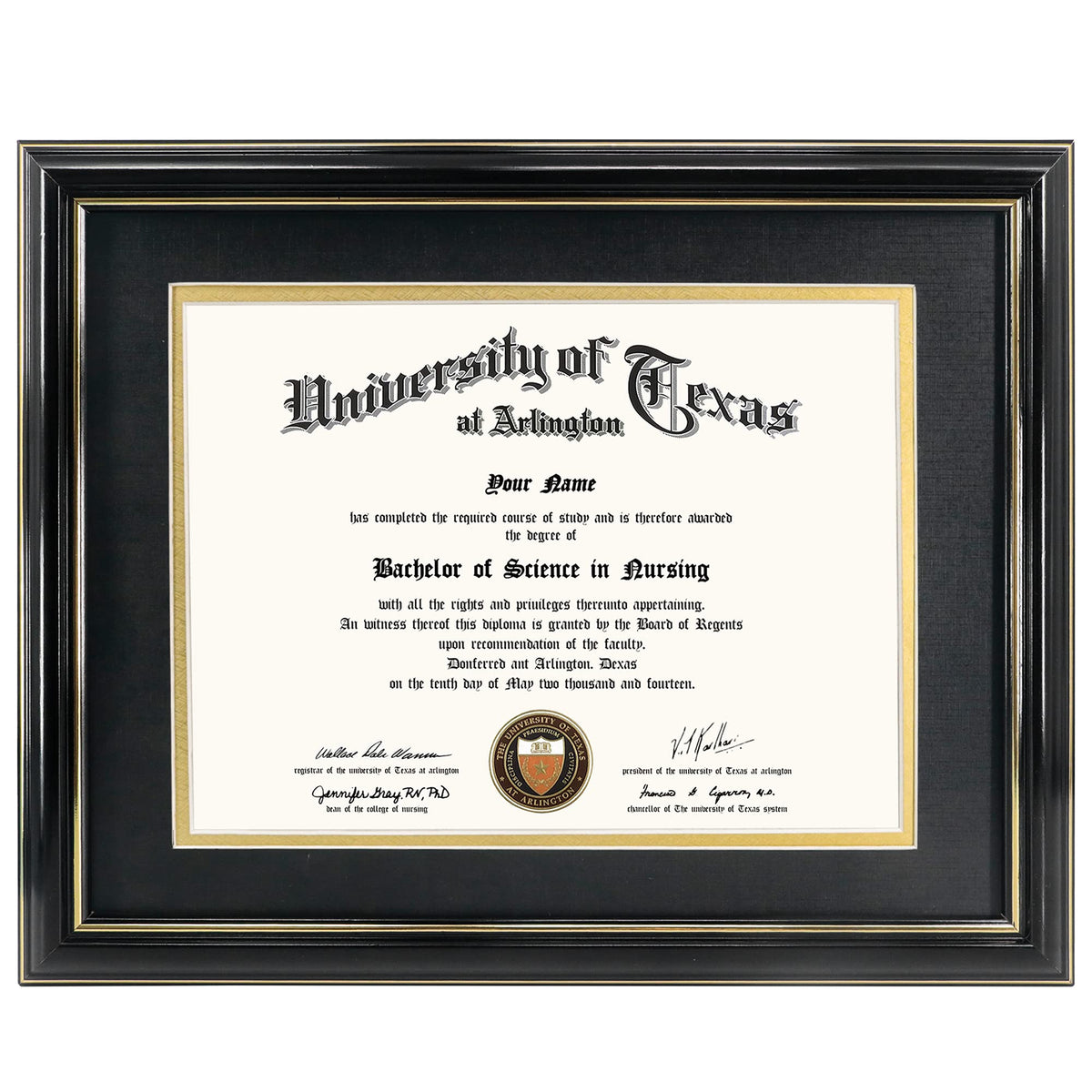 GraduationMall diploma frame with black over gold mat protects 8.5x11 certificates while showcasing style.