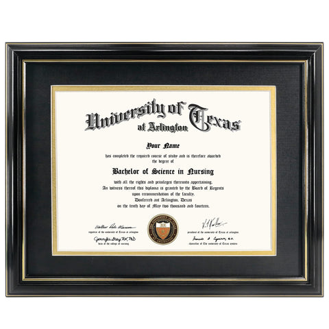 GraduationMall diploma frame with black over gold mat protects 8.5x11 certificates while showcasing style.