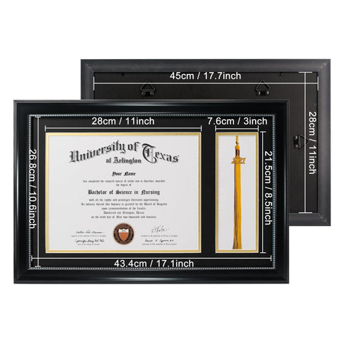 GraduationMall black over gold mat enhances certificate presentation