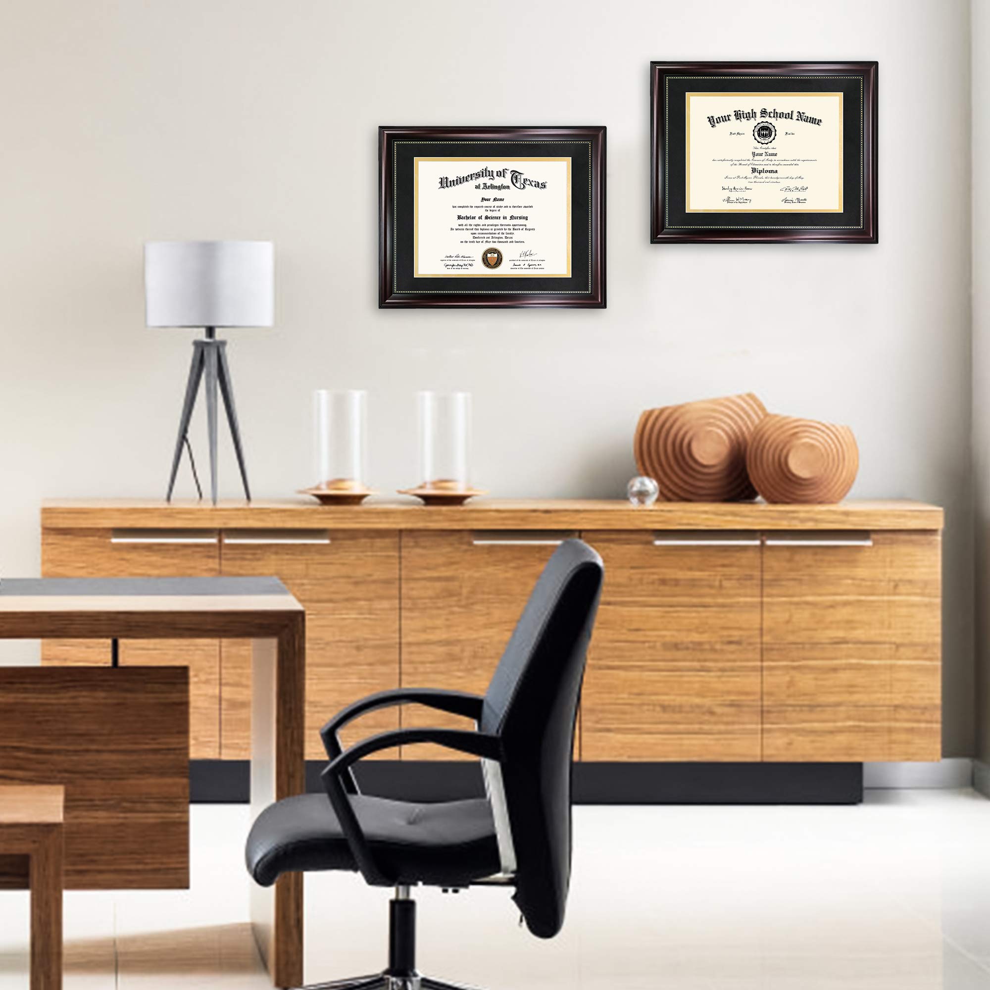 GraduationMall mahogany frame with gold beads adds refined flair.