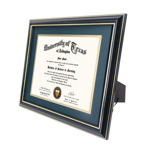 GraduationMall solid wood diploma frame with glossy black finish