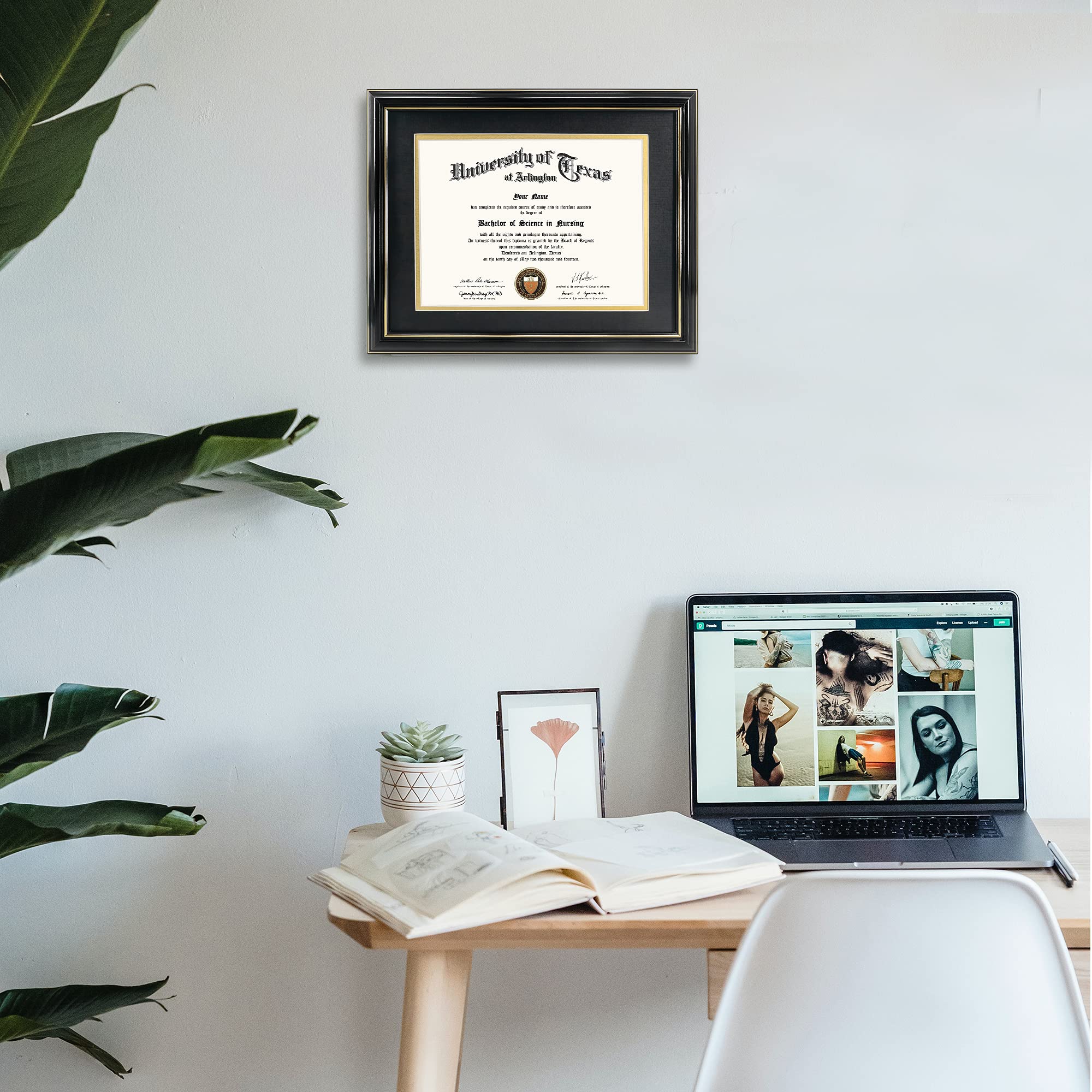 GraduationMall solid wood frame with tempered glass guards documents from dust and scratches.