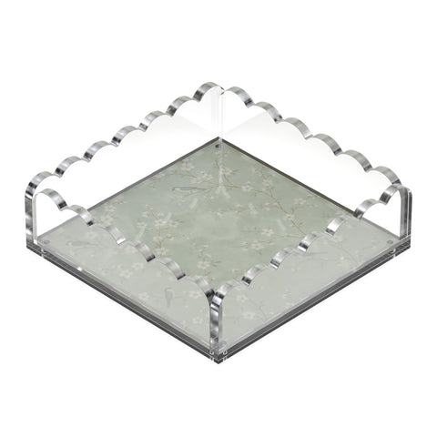 Graham Design clear acrylic tray highlights decor with crystal clarity.