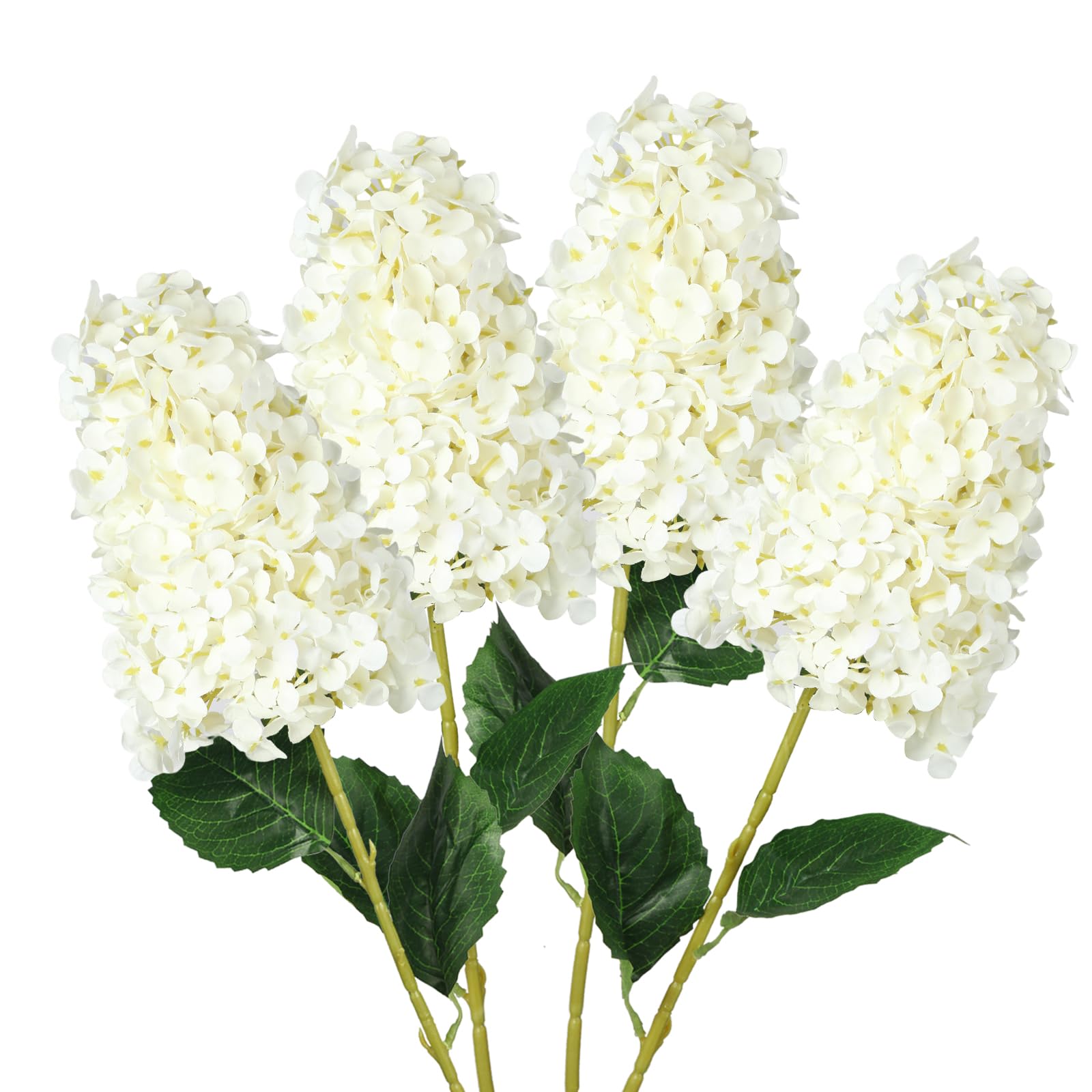 GrainBuds white hydrangea close-up with realistic real-touch petals for elegant home decor