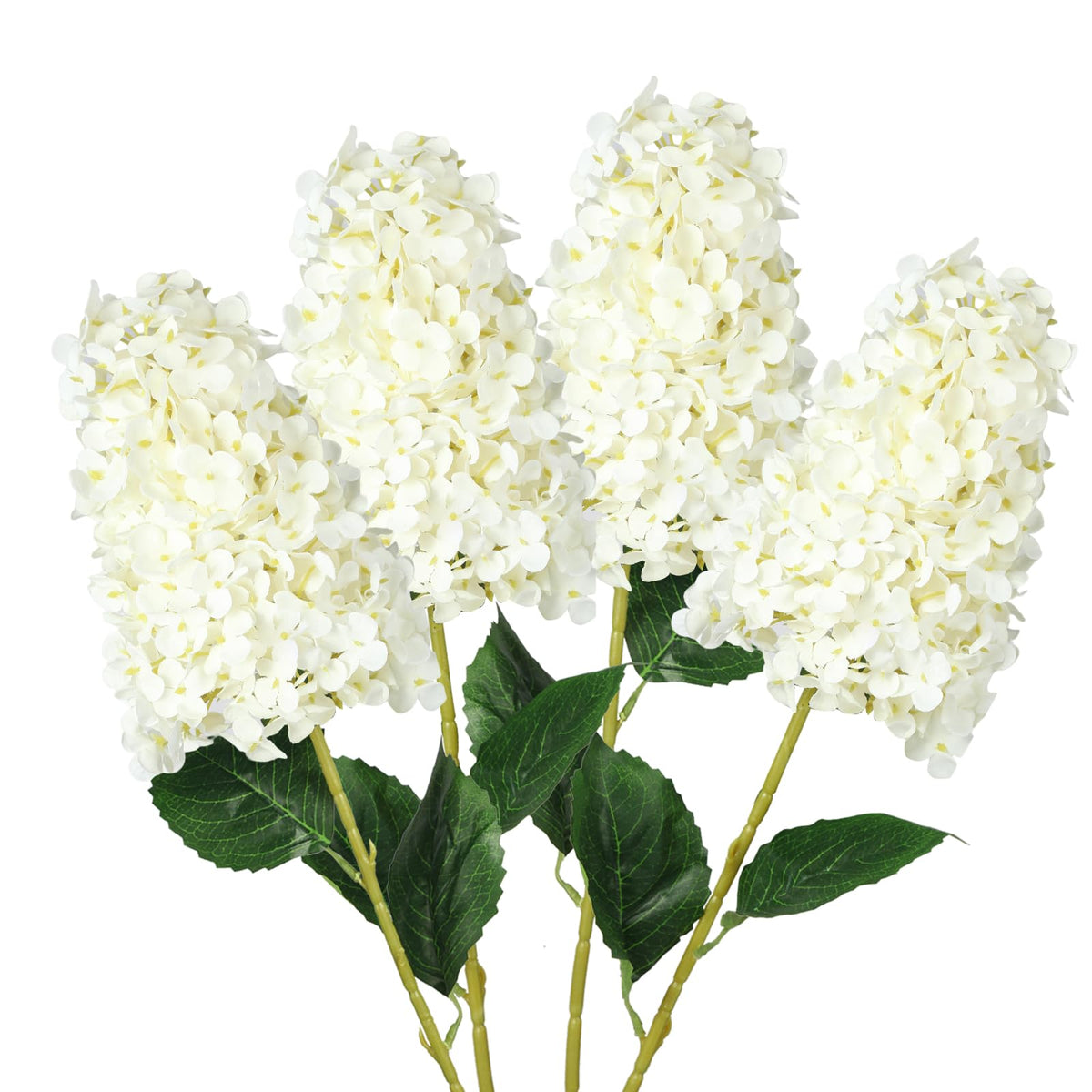 GrainBuds white hydrangea close-up with realistic real-touch petals for elegant home decor
