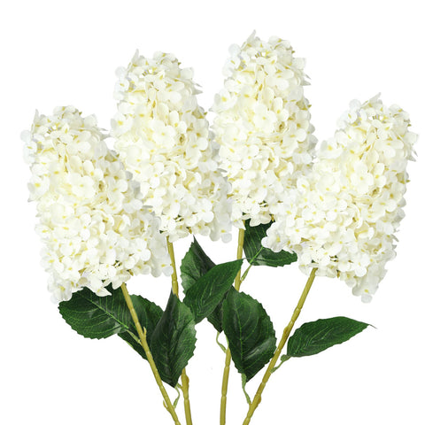 GrainBuds white hydrangea close-up with realistic real-touch petals for elegant home decor