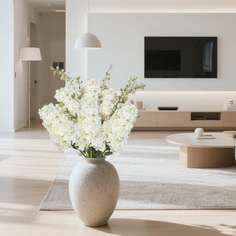 GrainBuds white hydrangea long-stem in vase ideal for tall arrangements