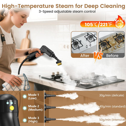 Granarbol 21-piece accessory kit includes brushes and nozzles for versatile surfaces.