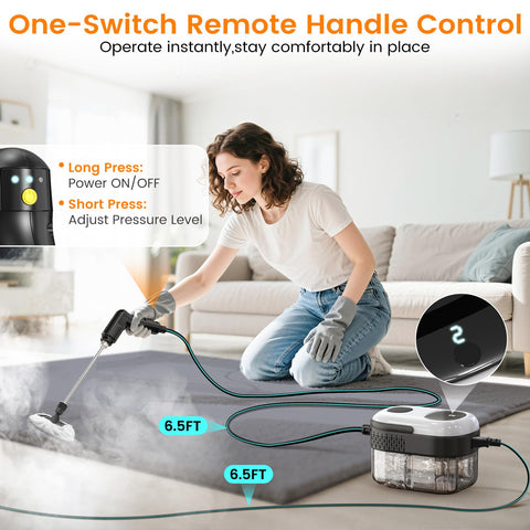 Granarbol pressurized steam cleaner 3-level steam control for tailored cleaning on demand.