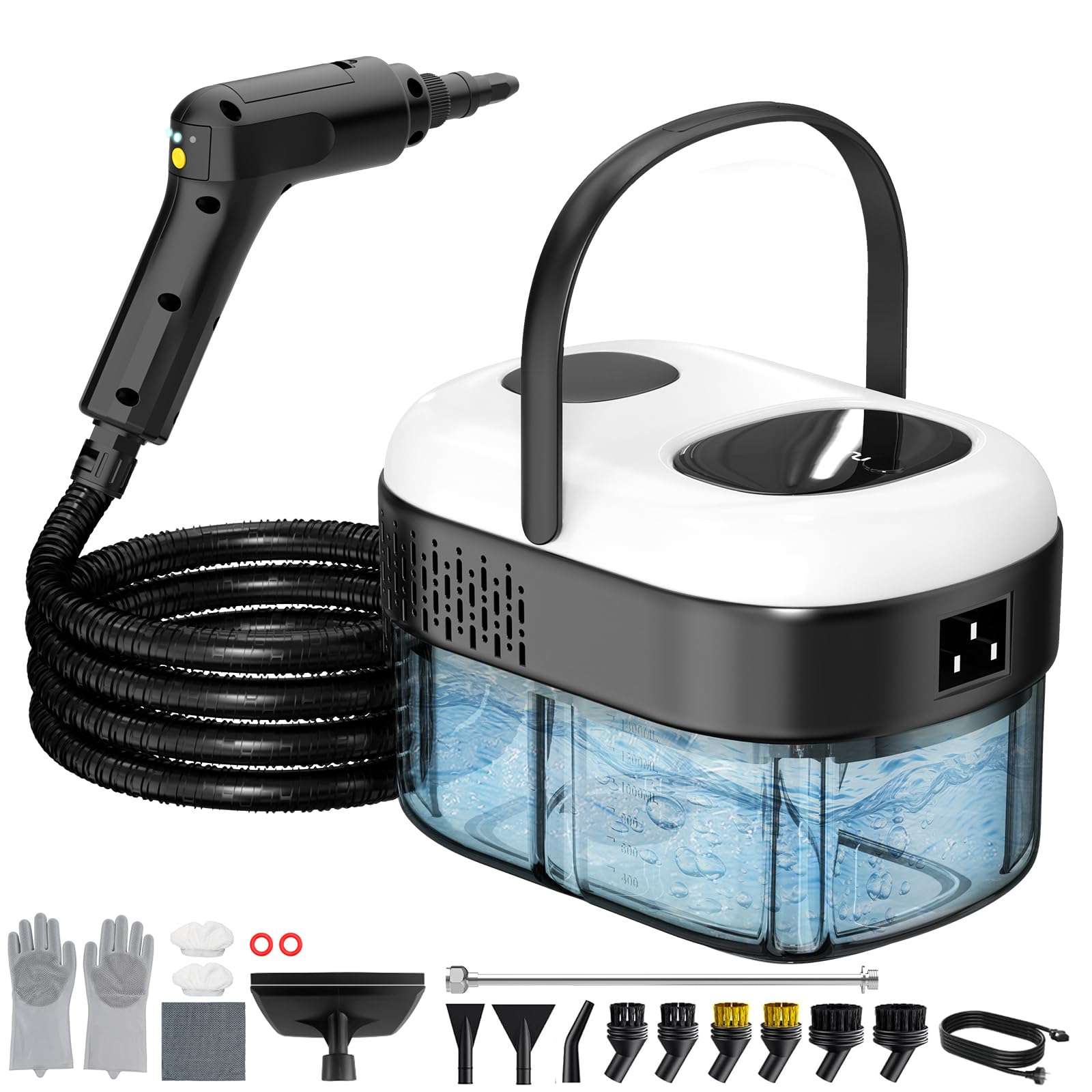 Granarbol pressurized steam cleaner front view showing compact design and user-friendly handle.