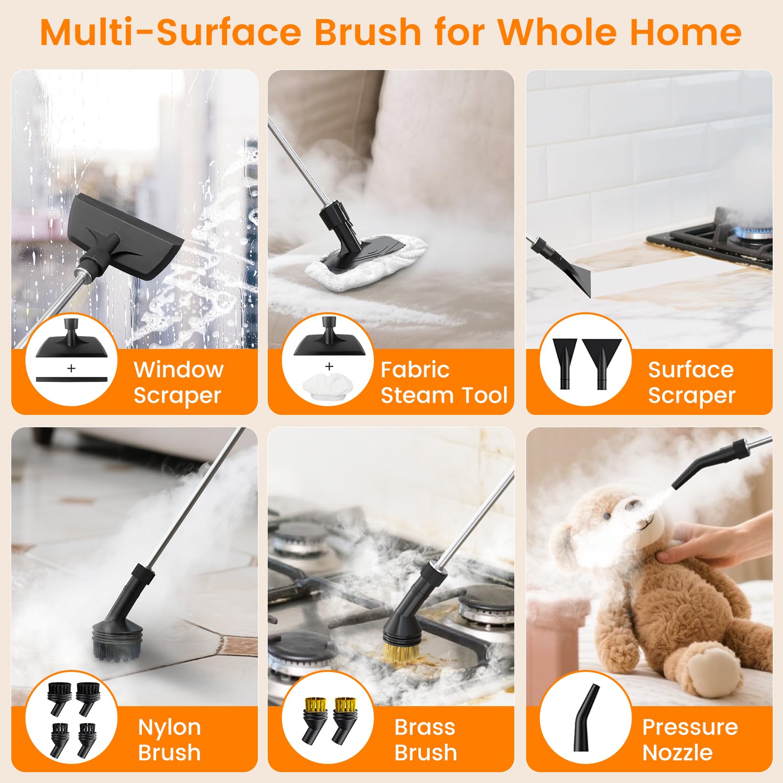 Granarbol pressurized steam cleaner multi-surface capability for kitchens, bathrooms, and beyond.