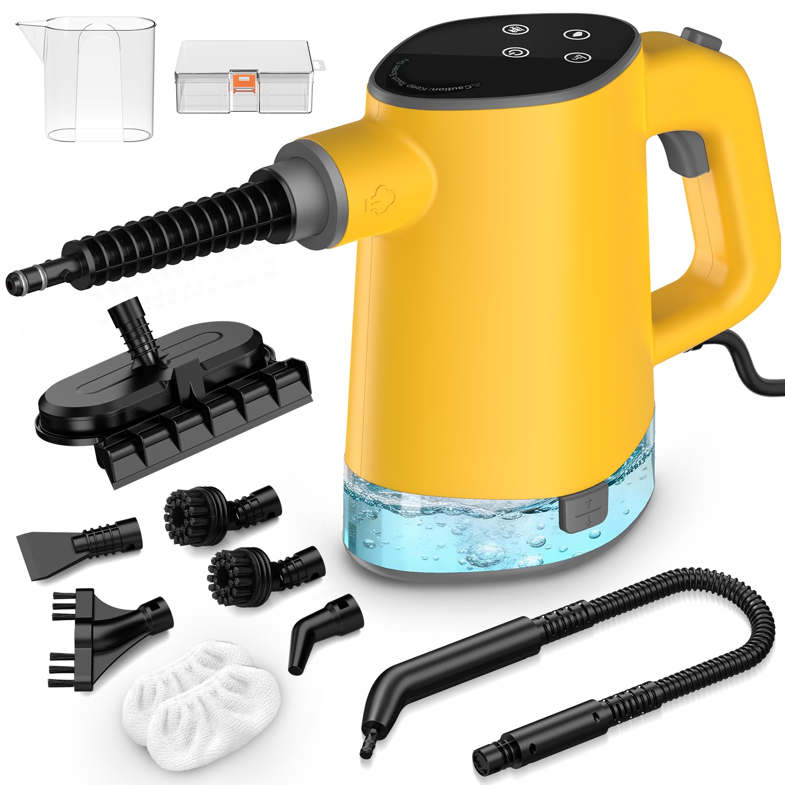 Granarbol steam cleaner in yellow, front view for everyday home cleaning