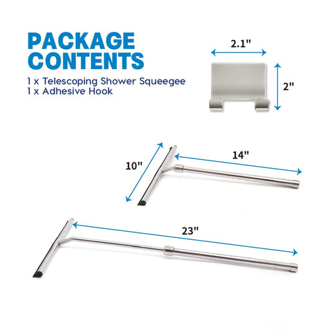 Grand Fusion adhesive-hook stores the squeegee on the shower wall