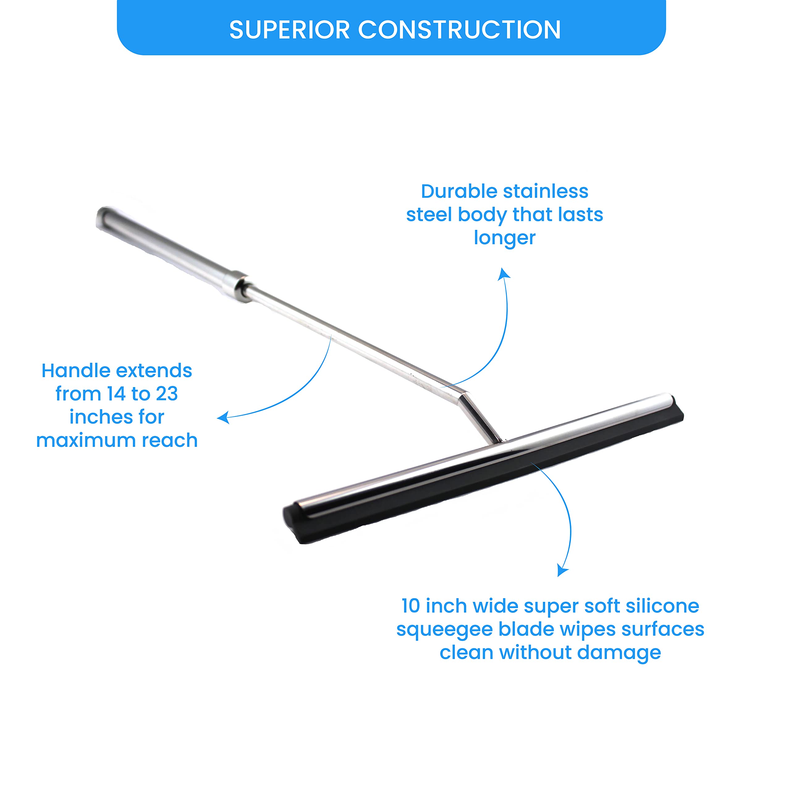 Grand Fusion wide 10-inch squeegee speeds drying of large surfaces