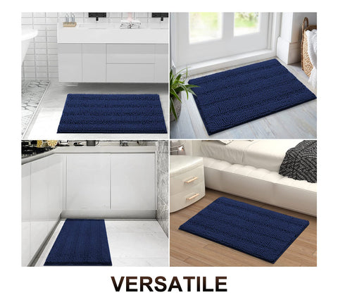 Grandaily navy-stripe rug blending with various bathroom decor styles.