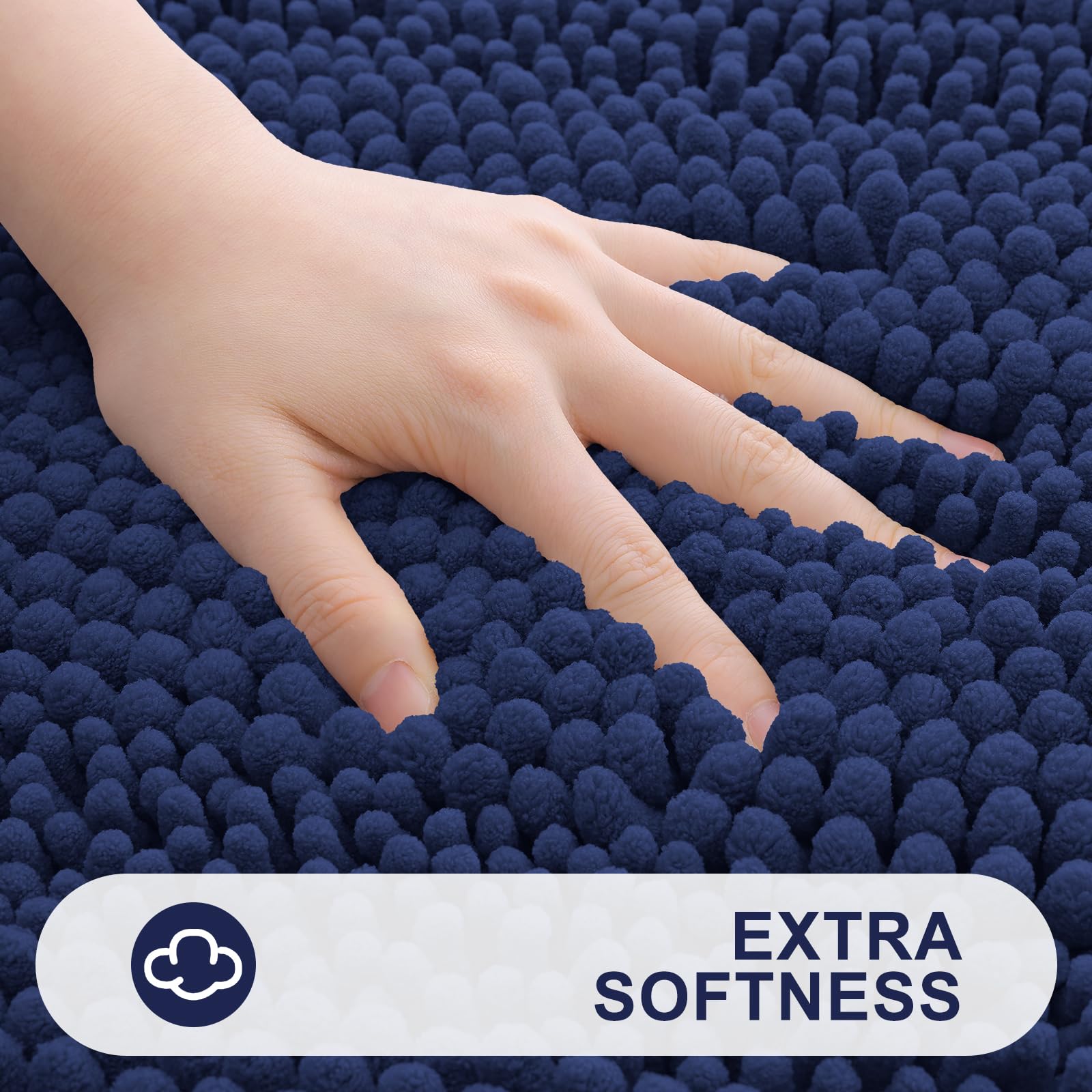 Grandaily thick chenille rug with non-slip backing for secure bathroom floors.