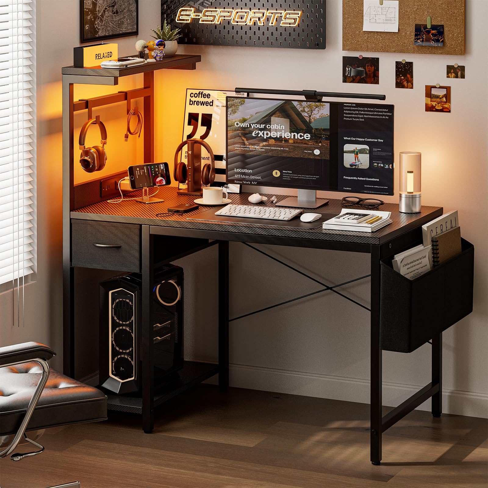 Grandder gaming desk LED strip with remote creates immersive lighting