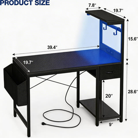 Grandder gaming desk reversible shelves allow left or right side setup