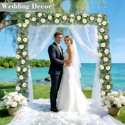 Grandeal 6.5ft garland with 8 flower heads for draping.
