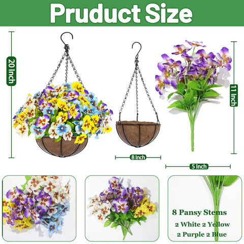 Grandeal pansy blooms in a weatherproof hanging basket, ideal for porches and balconies.