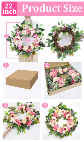 Grandeal silk leaves wreath texture enhances curb appeal