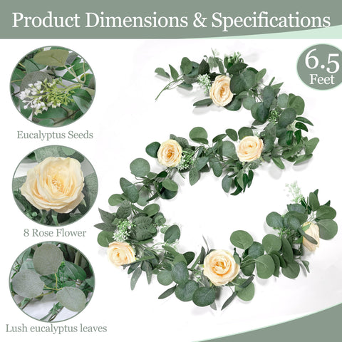 Grandeal champagne roses garland with gypsophila for arches.