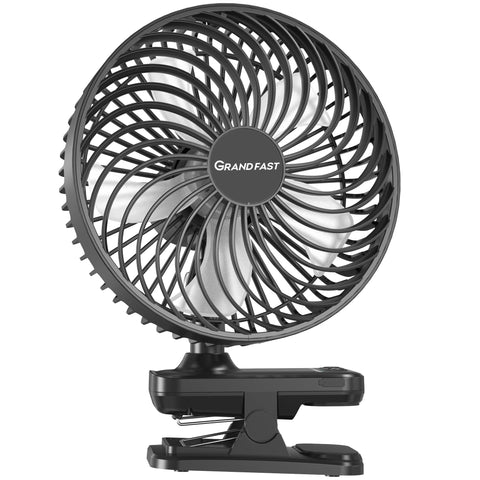 Grandfast 10000mAh clip-on fan front view showing portable cooling