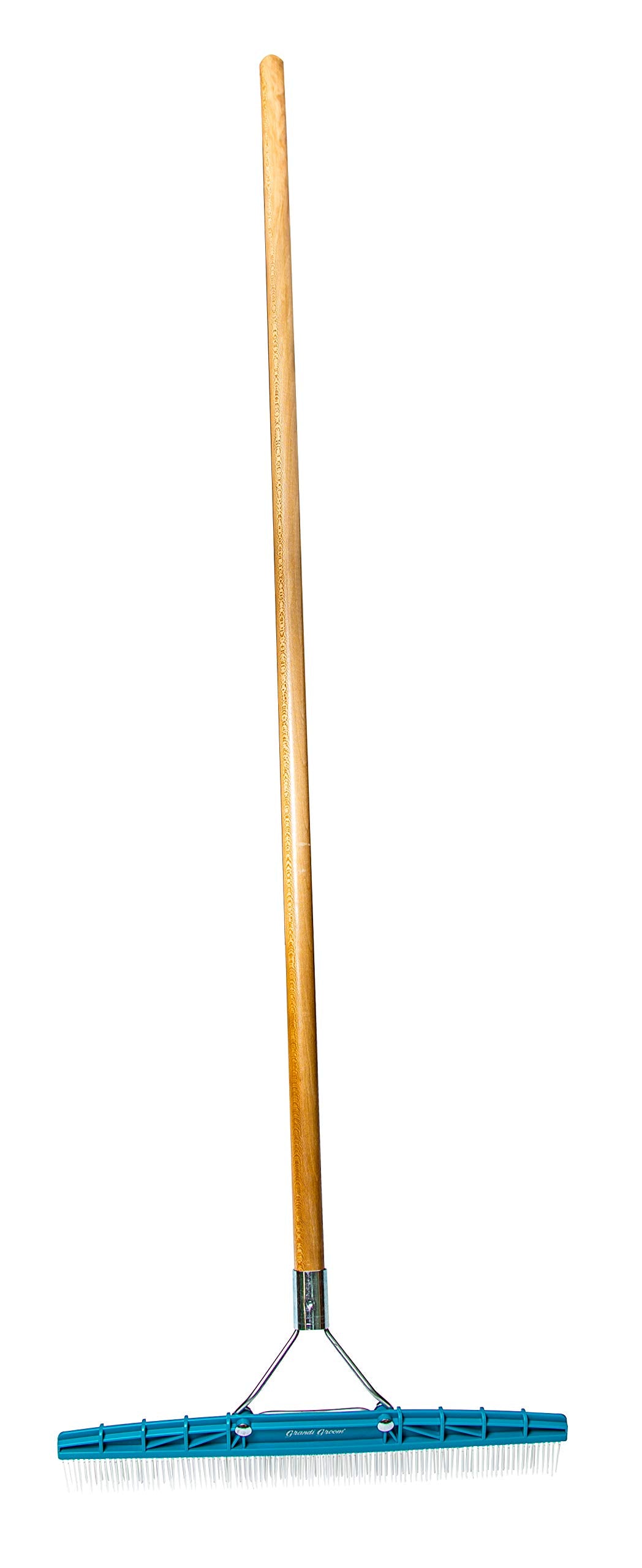 Grandi Groom AB24 carpet rake blue with 18-inch head lifts embedded dirt and pet hair.